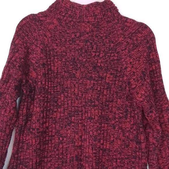 Investments Womens Sweater L Red Black Chunky Knit Mock Neck Relaxed Fit - Picture 10 of 13